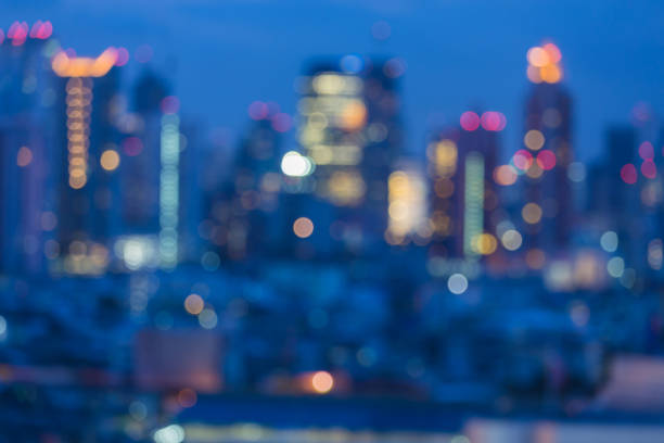 istock Blue twilight city downtown blurred bokeh light 848498508