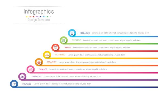 infographic 8 옵션, 부품, 단계, 일정 또는 프로세스와 비즈니스 데이터에 대 한 디자인 요소입니다. 벡터 일러스트입니다. - 8 9 살 stock illustrations