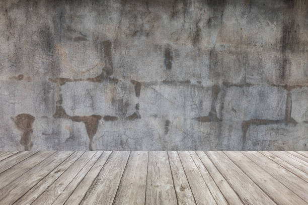istock Vintage interior of stone wall and gray cement floor 848509110