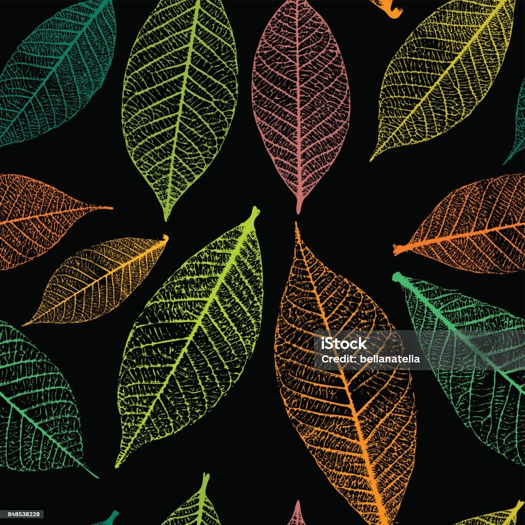 Fall Skeleton Background Pattern Seamless Pattern With Skeleton Leaves Autumn Background Vector ...