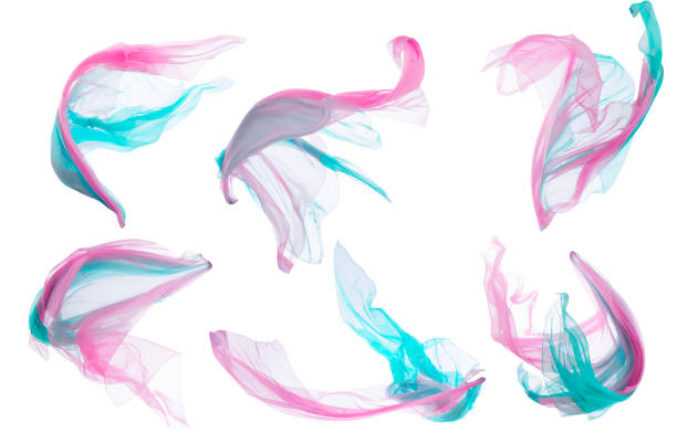 istock Fabric Cloth Flowing on Wind, Flying Blowing Silk Pieces, White Isolated 848549380