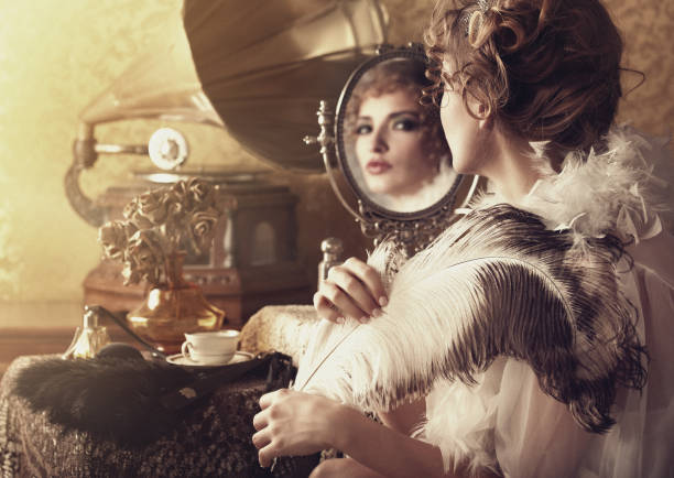 istock Retro woman sitting in her dressing room 848564542