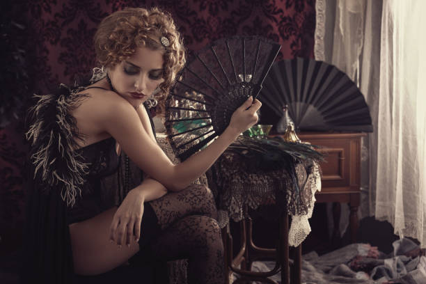 istock Retro woman sitting in her dressing room 848564596