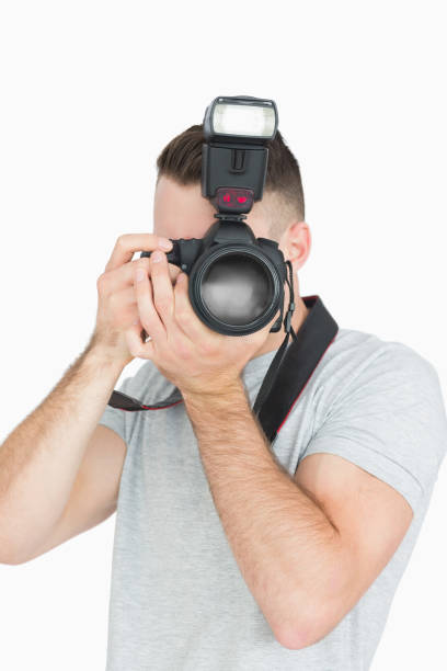 istock Male photographer with photographic camera 848581390
