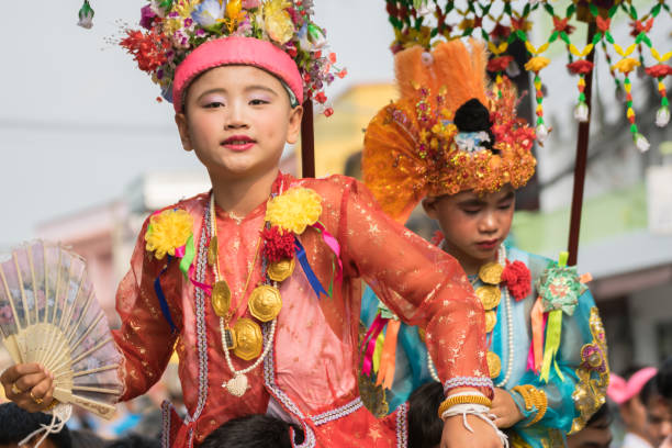Mae Hong Son: Poi sang Long is the Tai Yai festival in North of Thailand and also in Shan State, Myanmar, The boy will wearing the colorful costume to represent a prince before they become a novice monk in Buddhism.