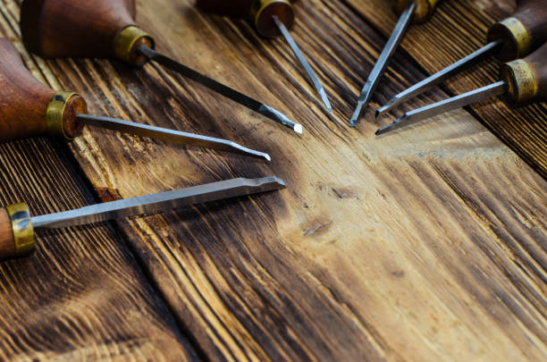 istock Different gravers for jewelry on wooden background 848581572