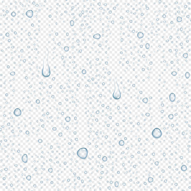 ilustrações, clipart, desenhos animados e ícones de ilustração abstrata realista de gotas de água vector - liquid drop raindrop condensation