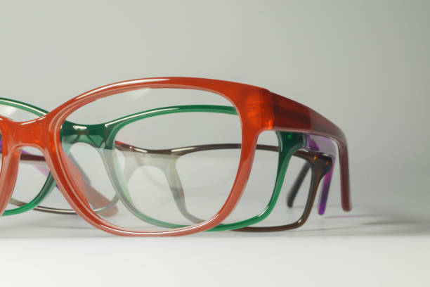 istock Rimmed eyeglasses closeup on a white background 848592804