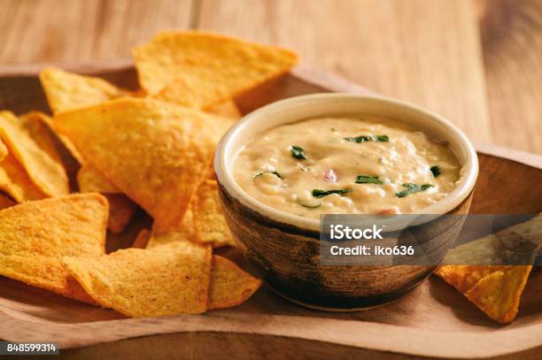 Mexican Cheese Dip Served With Nachos Stock Photo - Download Image Now - Cream - Dairy Product, Corn, Dipping Sauce