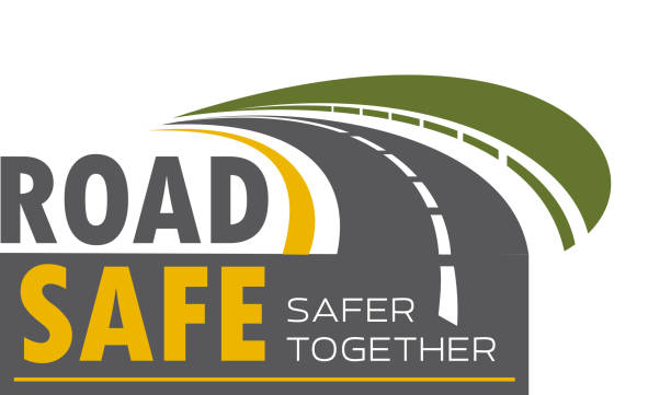 road safety icon-design mit autobahn biegen sie - boulevard stock-grafiken, -clipart, -cartoons und -symbole