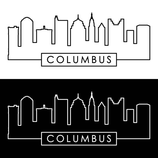 Columbus skyline. Linear style. Editable vector file. Columbus skyline. Linear style. Editable vector file. columbus stock illustrations