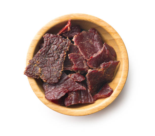 beef jerky - beef jerky meat smoked imagens e fotografias de stock