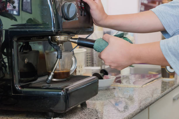 istock coffee machine preparing fresh coffee  at coffee shop 848612268