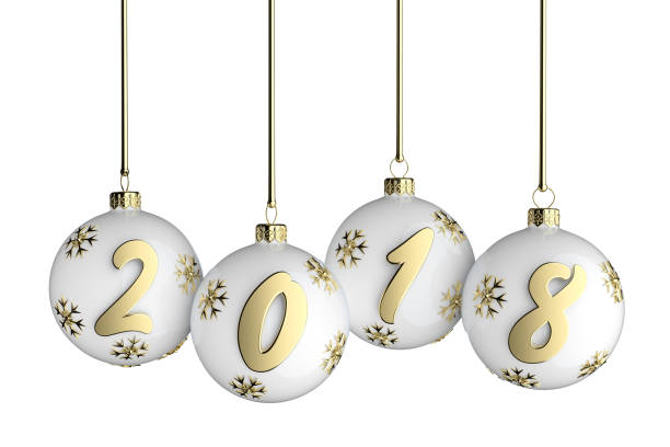 istock Happy new year 2018 white ball 848615636