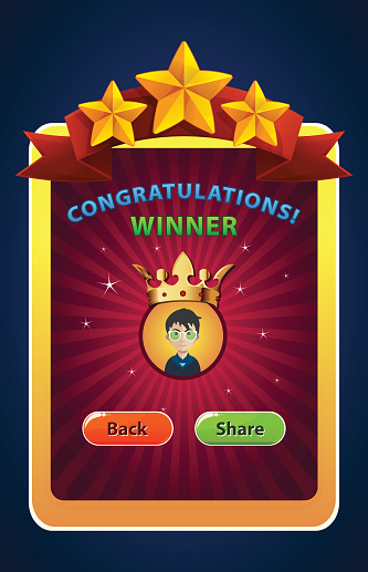Mobile Game Winner Screen Ui Vector Illustration Stock Illustration ...