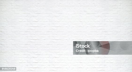 istock Modern white brick wall texture for background 848620248