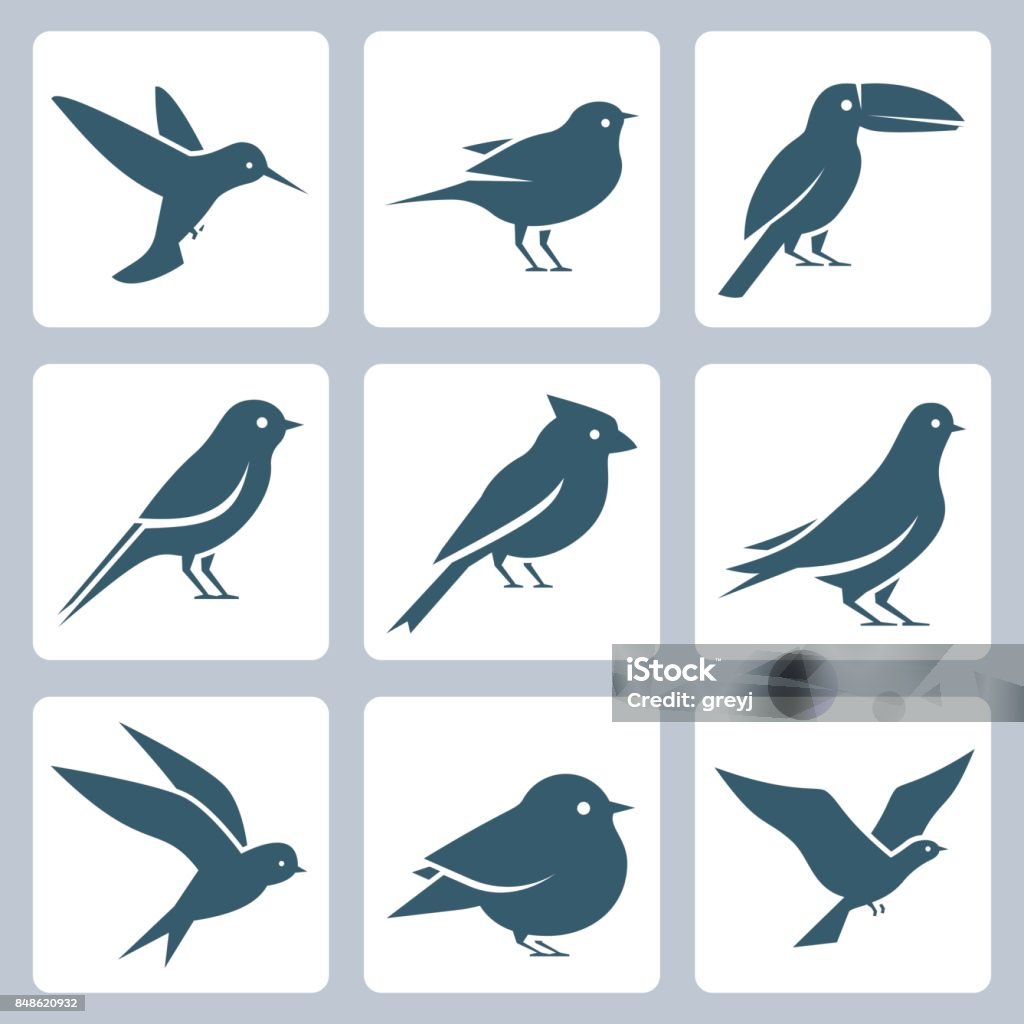 Birds vector icon set Icon Symbol stock vector