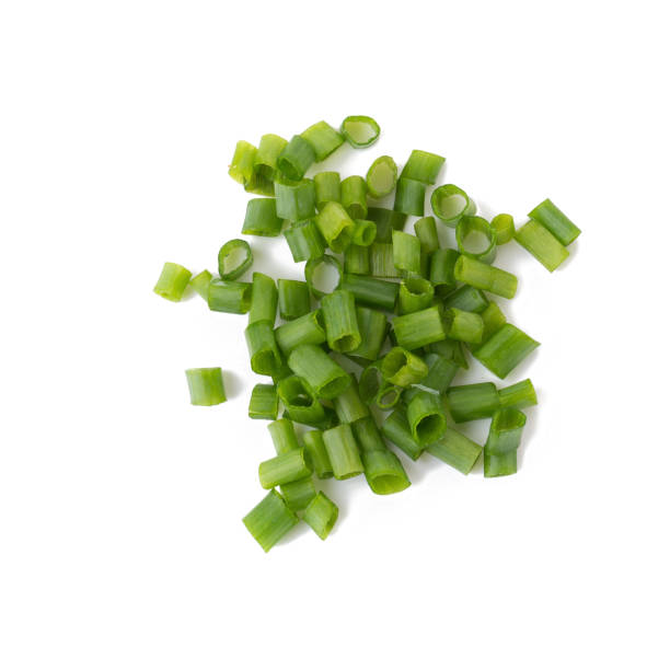 istock Chopped fresh green onions isolated on white background 848624820