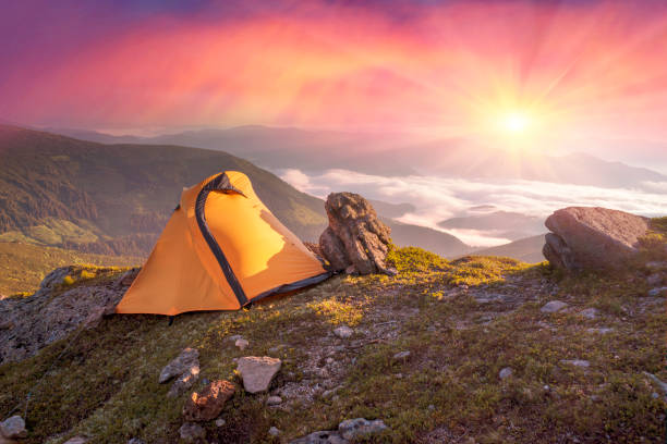 istock Tent in colorful mountains 848632048