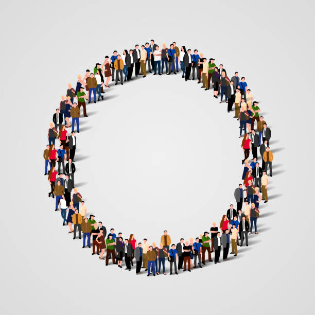 Large group of people in the shape of circle. Large group of people in the shape of circle. Vector illustration crowd of people borders stock illustrations