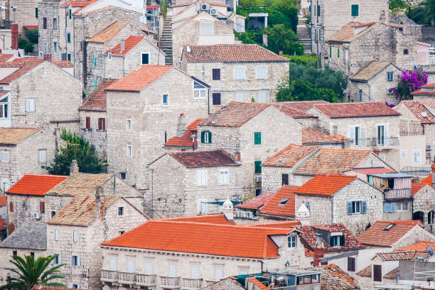 HVAR, CROATIA – CIRCA SEPTEMBER 2016: beautiful view of the town of Hvar on the island of Hvar in Croatia circa September 2016 in Hvar.