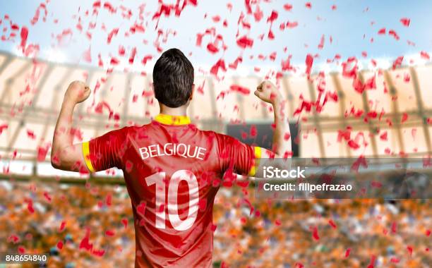 Belgian Fan Player Celebrating Stock Photo - Download Image Now - Belgium, Soccer, Belgian Culture