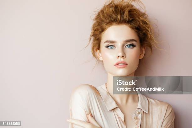 Tender Portrait Of A Girl Stock Photo - Download Image Now - Women, Fashion Model, Human Face
