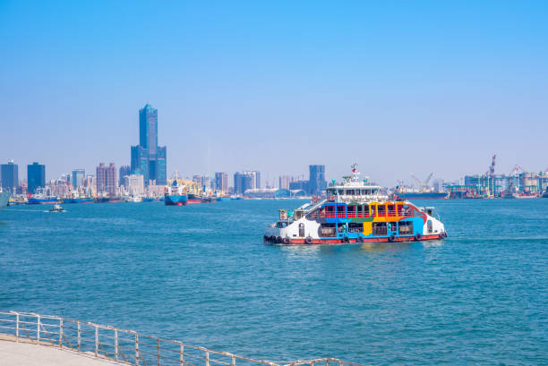 Kaohsiung City Ferry at cijin harbor and 85 building