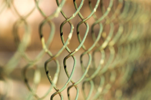 istock metal fence with mesh 848662252