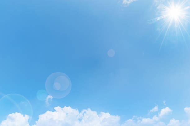 istock Blue sky background with the sun,Blue sky with white clouds floating in the sky. 848662888