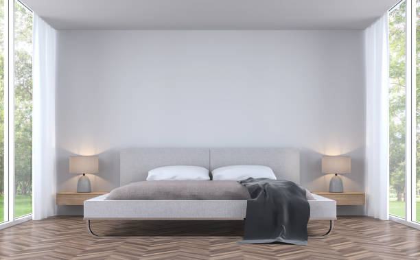istock Modern styles bedroom with garden view 3d rendering image 848673924
