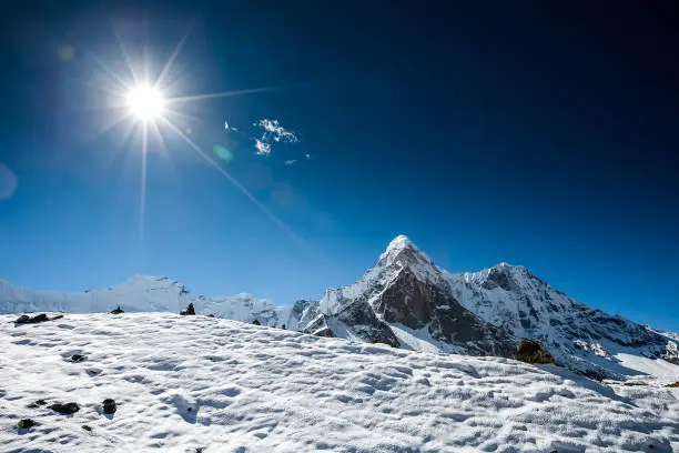 Amadablam peak in Khumbu valley in Nepal, Himalayas
