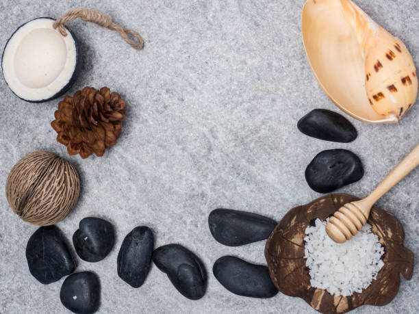 istock Aromatherapy  product  Spa set massage with white  wood background. top view,flat lay composition. 848679786