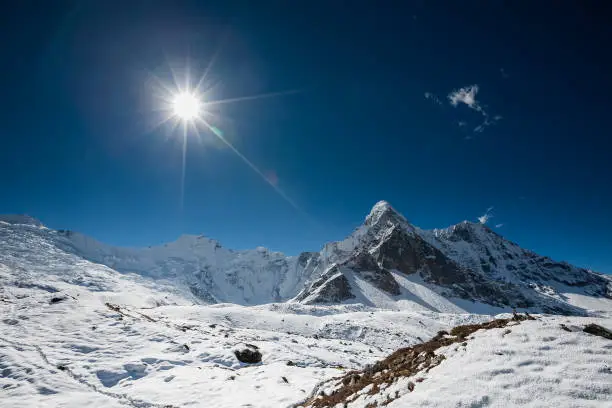 Amadablam peak in Khumbu valley in Nepal, Himalayas