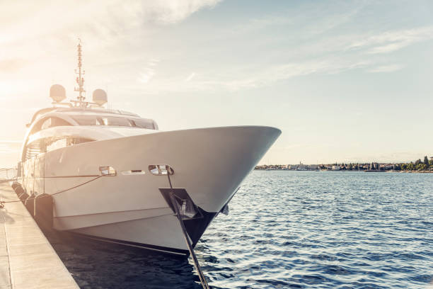 vit yacht marina - on a yacht bildbanksfoton och bilder