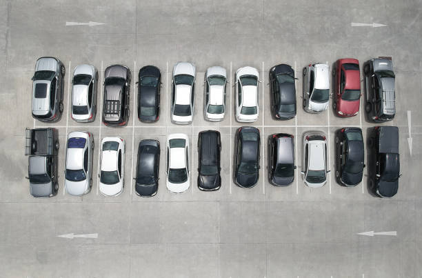 istock Aerial view of car parking top view 848694680