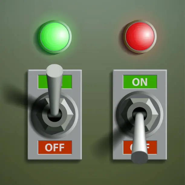 Vector illustration of Set of toggle switches