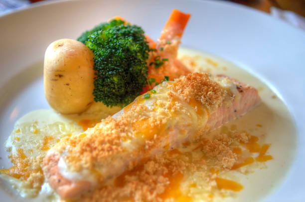 istock Stock image of poached salmon fillet 848696192