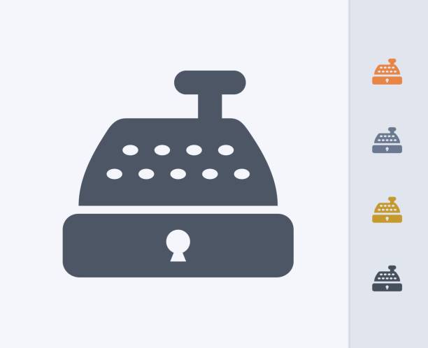 kasa fiskalna - ikony węgla - cashregister stock illustrations