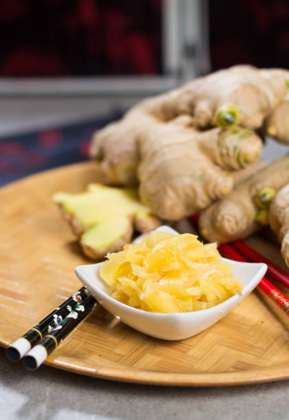 istock Ceramic bowl of delicious fresh pickled sushi ginger. 848717020