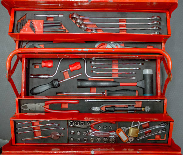 istock Tool box with organized tools in it, uses mainly to service commercial aircraft or airplane 848720578