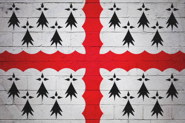 Flag of Bro-Gwened (Pays de Vannes) painted on a brick wall.