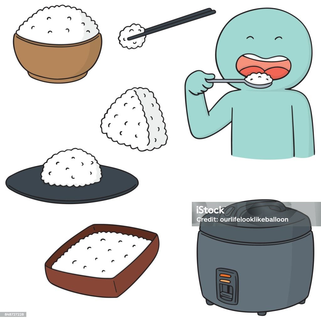 rice vector set of rice Bowl stock vector