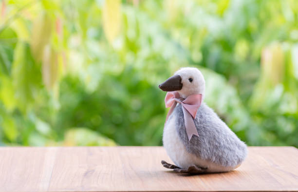 Goose Doll Tie Bow Pink on Blurred Background