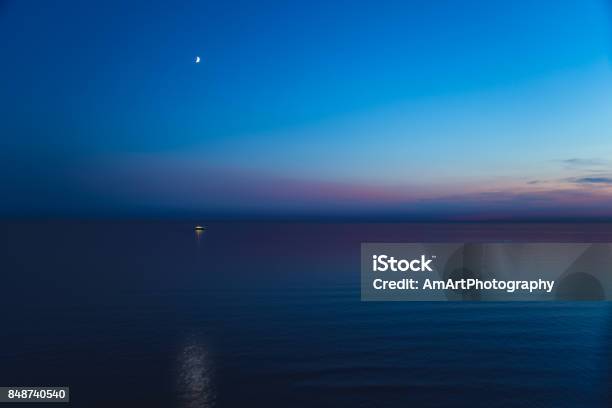 English Channel At Night Stock Photo - Download Image Now - Night, Sky, Sea