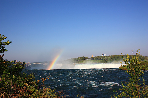 Canada, Ontario- 10.09.2013: These are waterfalls of the Niagara River on the border between the US state of New York and the Canadian province of Ontario.