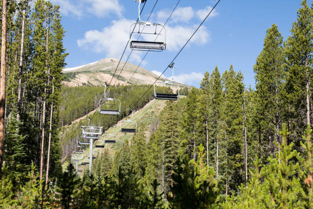 istock Chairlift through forest at Breckenridge in the summertime 848760128
