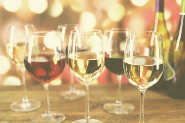 istock Christmas, New Year's holiday wines with lights 848764636