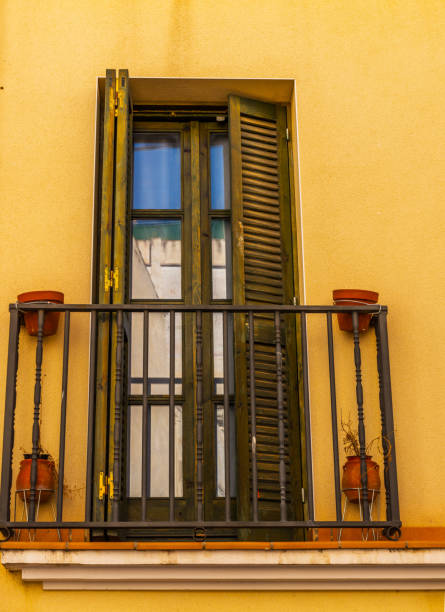 istock Stylish balcony with a metal railing, solid architectural element, a place of rest and relaxation, vintage decor 848765132
