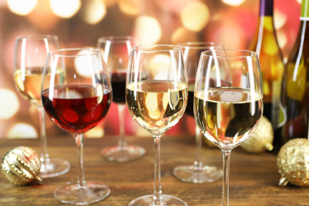 Christmas, New Year's holiday wines with lights